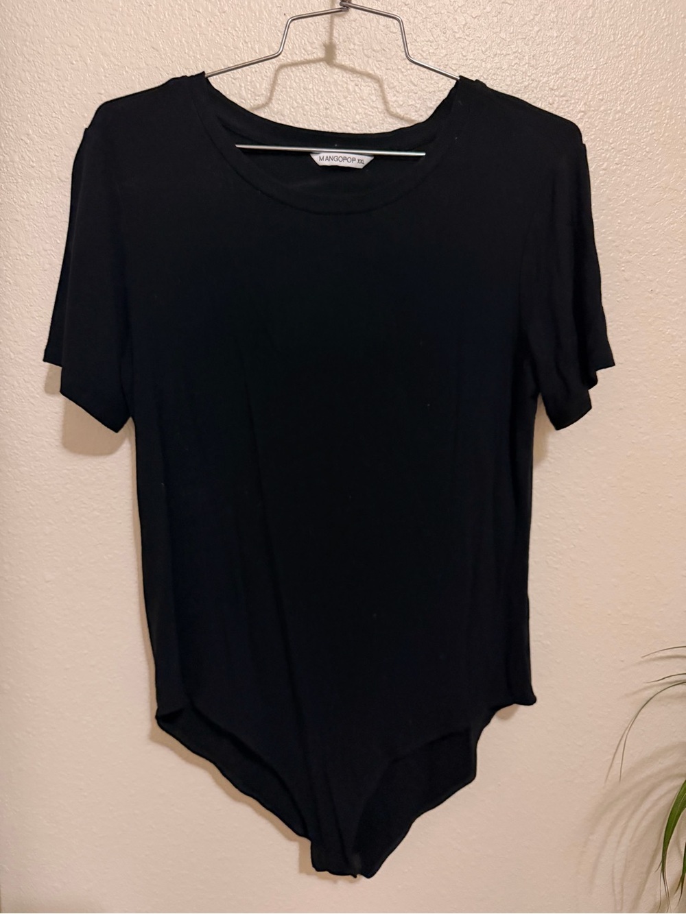 Mangopop Black Short Sleeve Bodysuit - Crew Neck